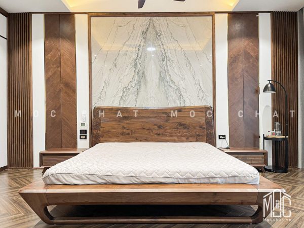 Giường ngủ gỗ óc chó - Anh Đức biệt thự Ninh Hiệp