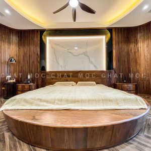 Giường ngủ gỗ óc chó anh Đức biệt thự Ninh Hiệp