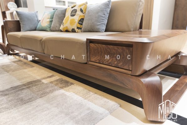 Băng dài 3 chỗ ngồi sofa gỗ óc chó