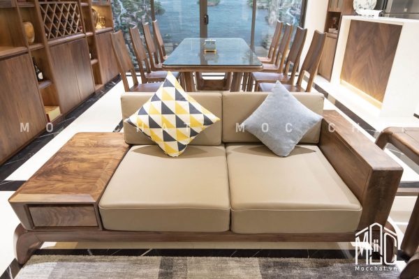 Băng dài 2 chỗ ngồi sofa gỗ óc chó