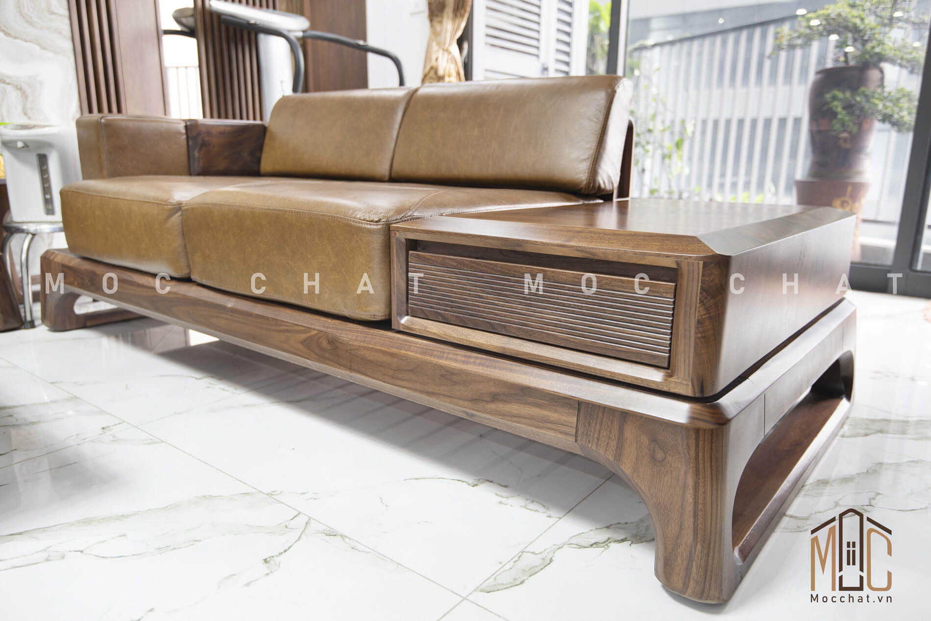 Băng dài 2 chỗ ngồi sofa óc chó cao cấp