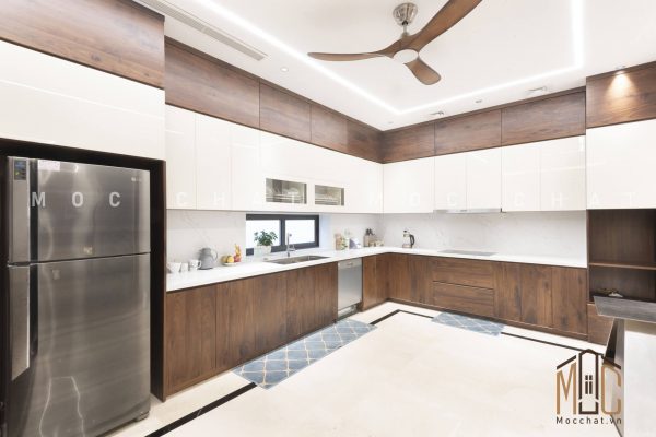 Tủ bếp gỗ óc chó cao cấp hiện đại