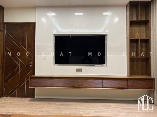 Kệ tivi treo tường gỗ óc chó hiện đại cao cấp