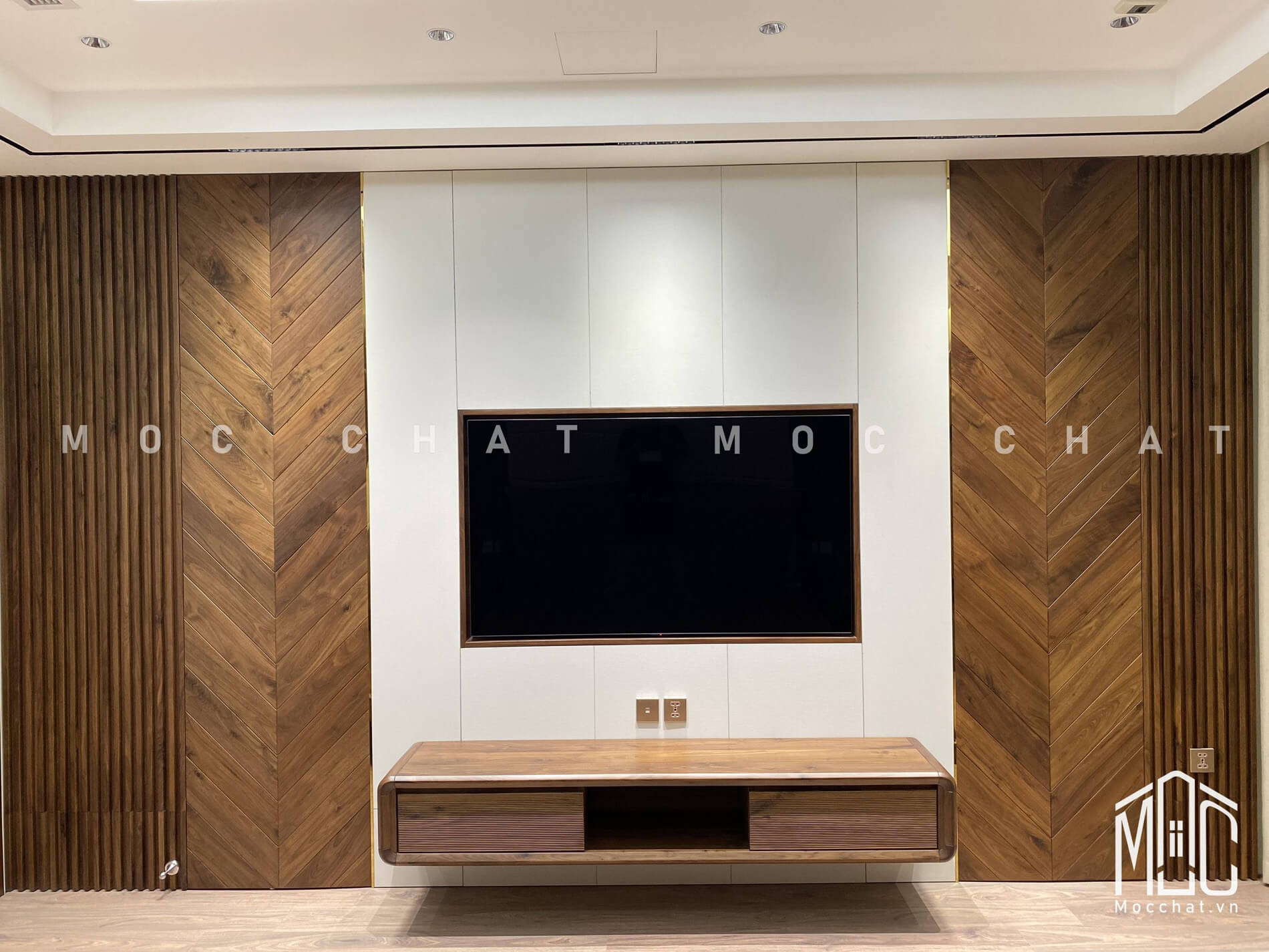 Kệ Tivi Treo Tường Gỗ Óc Chó Hiện Đại Cao Cấp