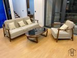 Bộ sofa bàn ghế gỗ óc chó cao cấp hiện đại