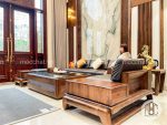 Bàn ghế sofa gỗ óc chó cao cấp hiện đại
