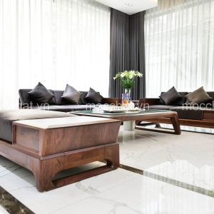 Bộ bàn ghế sofa gỗ óc chó cao cấp hiện đại phòng khách
