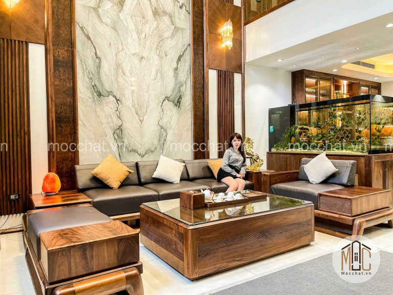 Bộ bàn ghế gỗ óc chó phòng khách