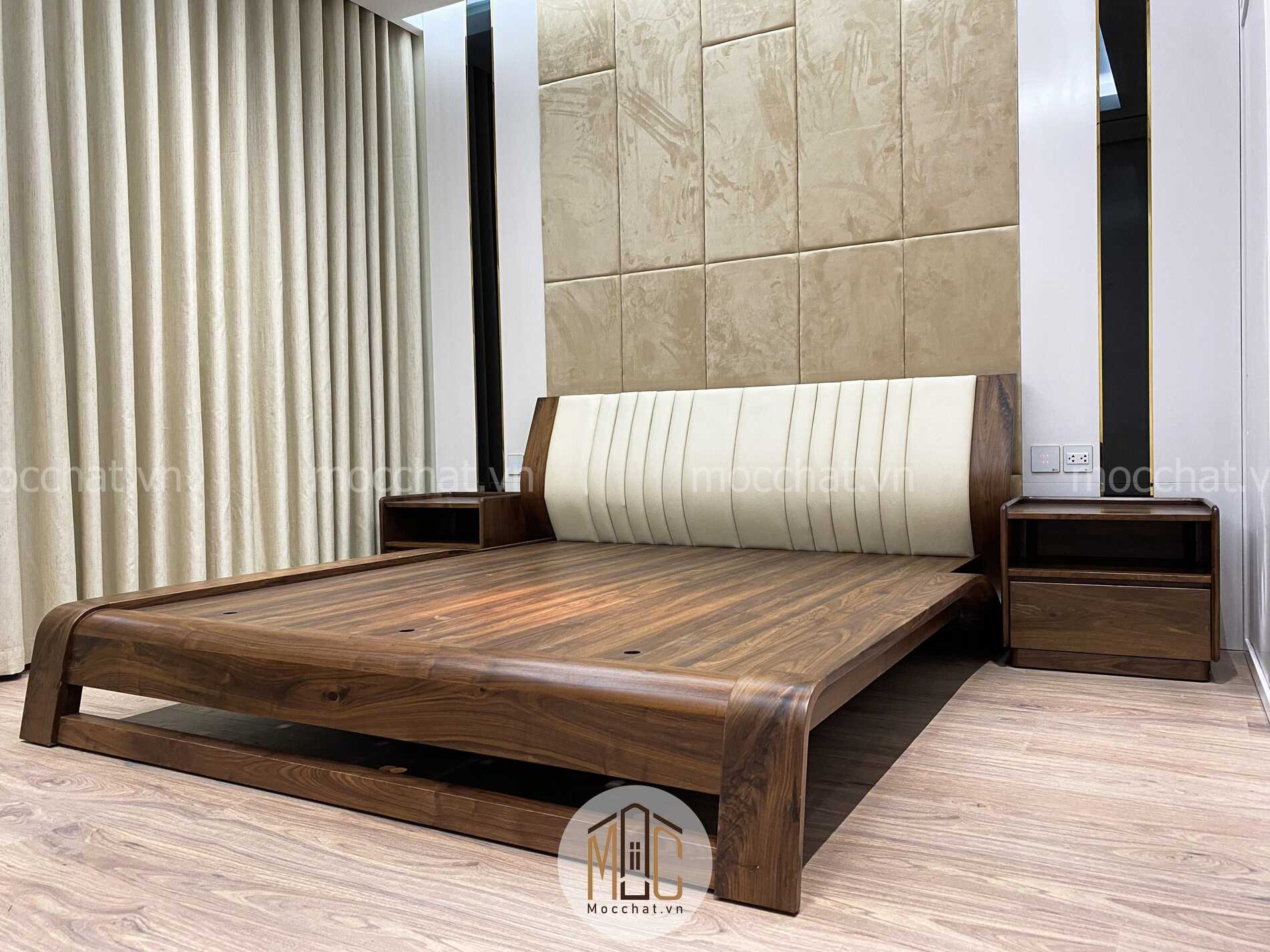 Giường ngủ gỗ óc chó hiện đại cao cấp