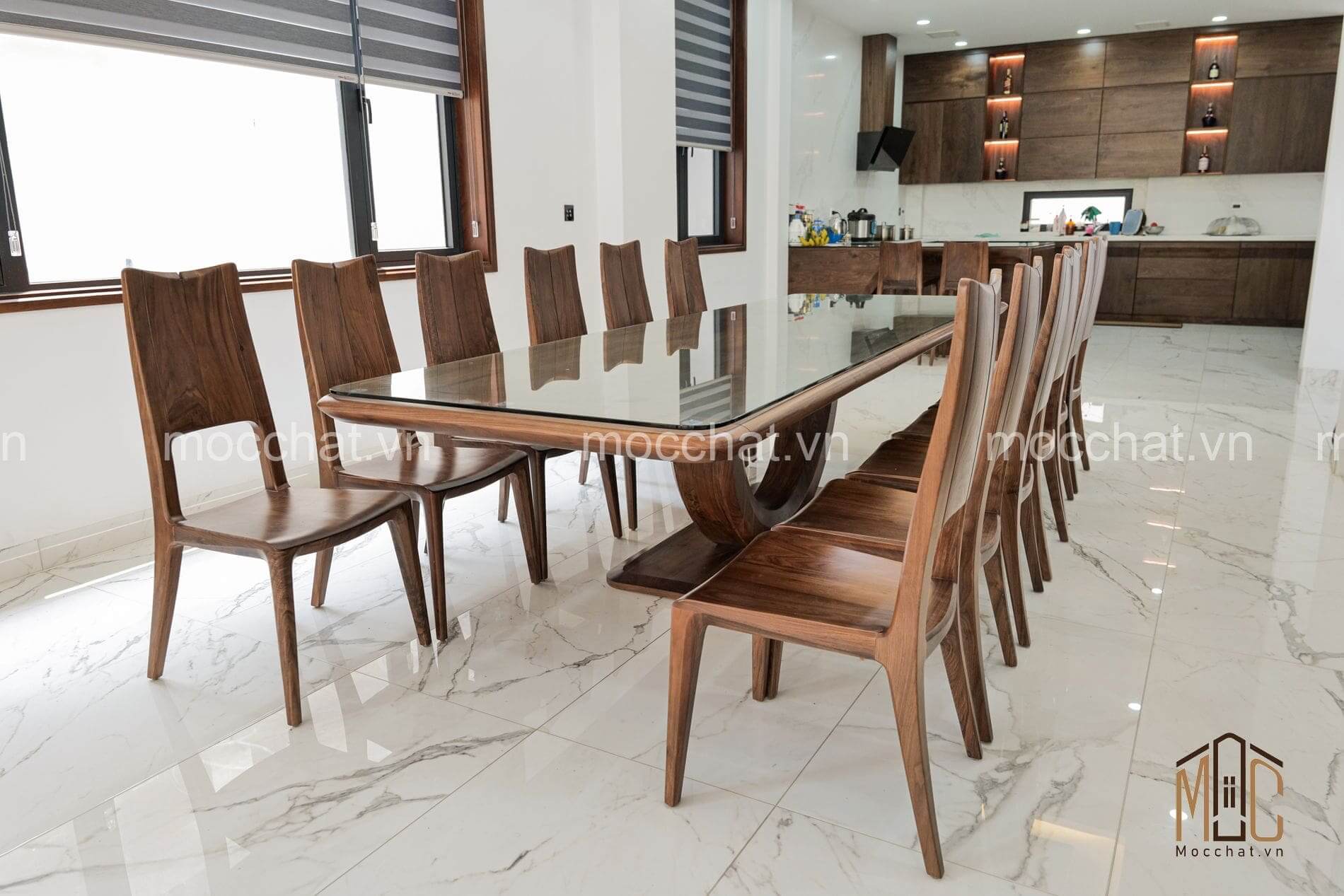 Bàn ăn gỗ óc chó đẹp hiện đại cao cấp