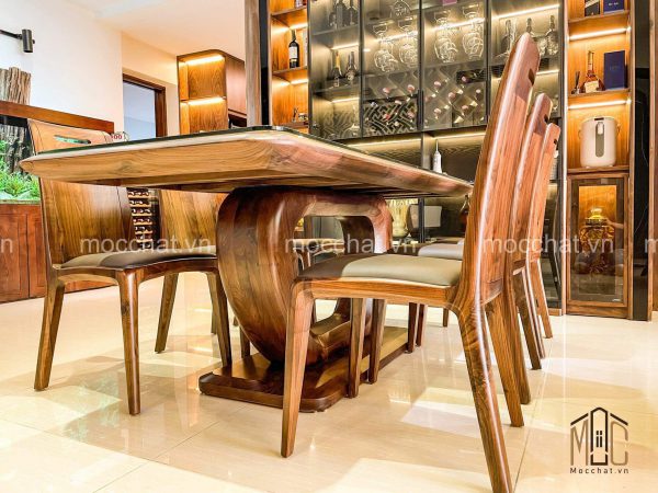 Bàn ăn gỗ óc chó 6 ghế đẹp hiện đại cao cấp