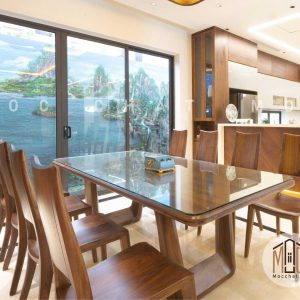 Bàn ăn gỗ óc chó 8 ghế hiện đại cao cấp