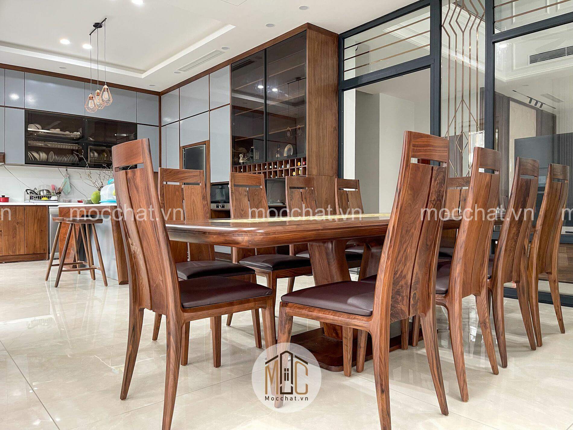 Bàn ăn gỗ óc chó đẹp cao cấp hiện đại