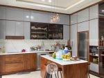Bàn đảo gỗ óc chó và tủ bếp gỗ óc chó hiện đại cao cấp