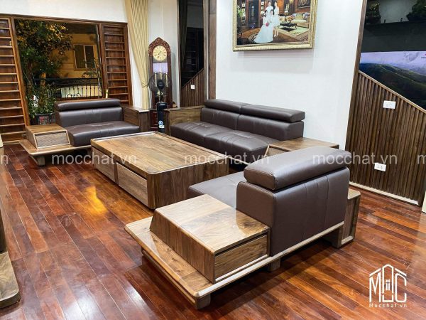 Bàn ghế sofa óc chó cao cấp hiện đại