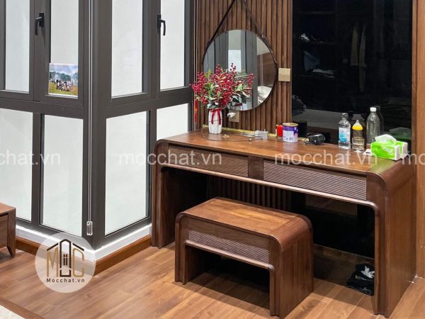 Bàn phấn bàn trang điểm gỗ óc chó đẹp hiện đại cao cấp