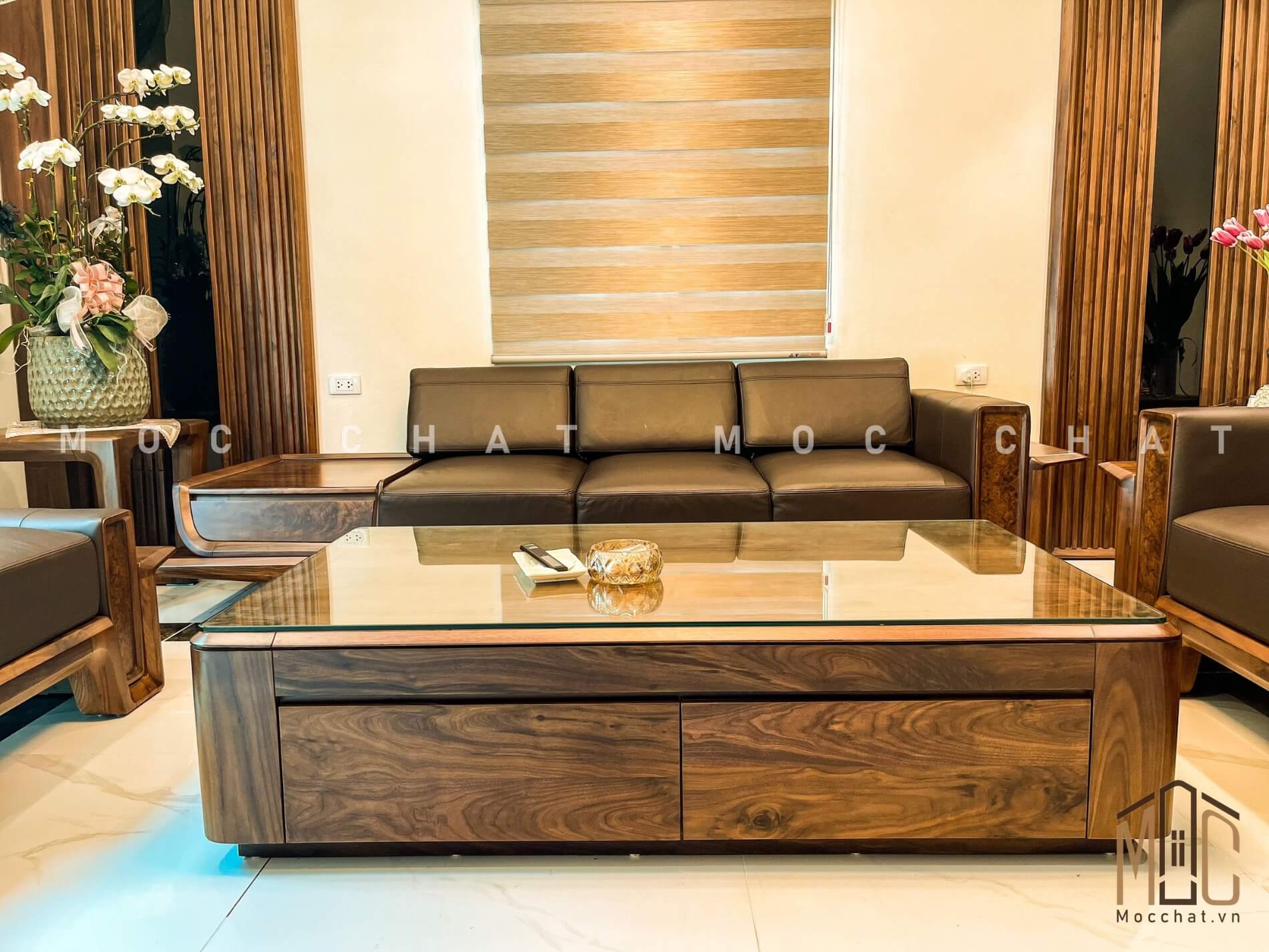 Bàn trà gỗ óc chó đẹp hiện đại cao cấp