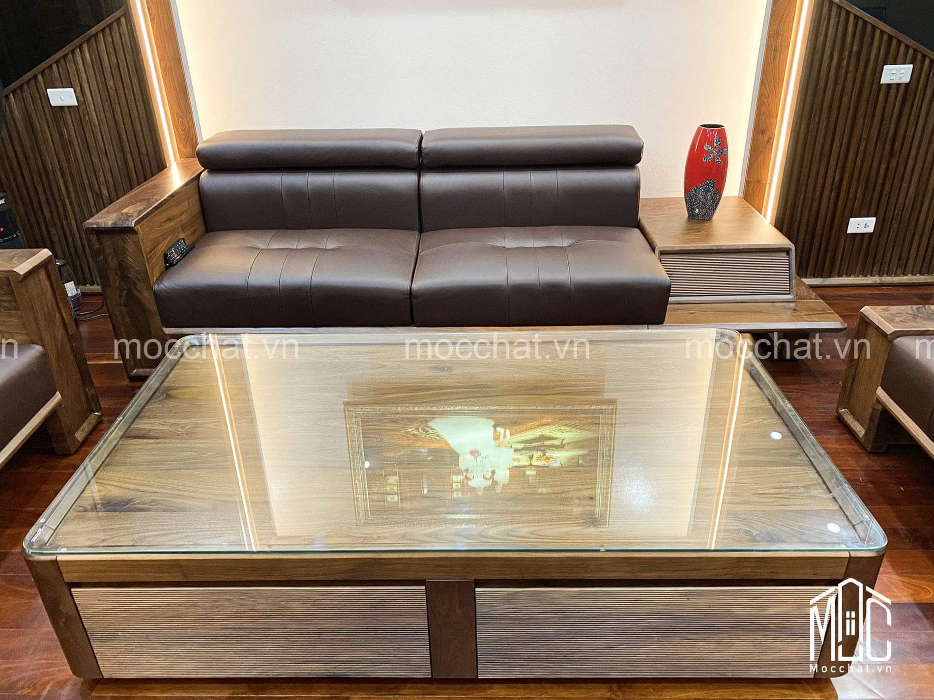 Bàn trà gỗ óc chó đẹp hiện đại