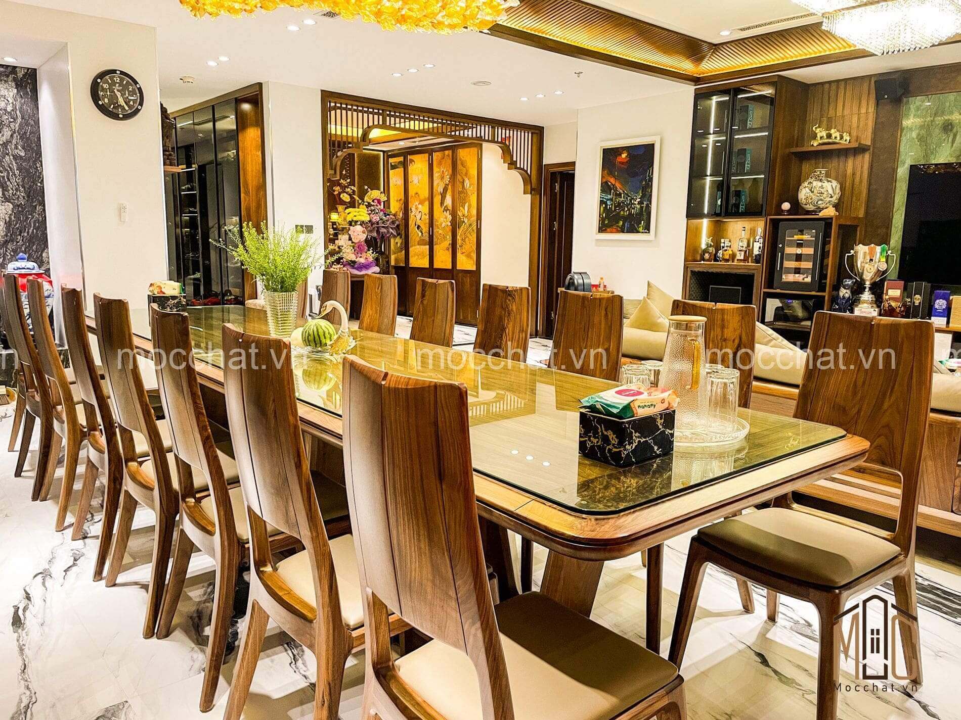 Bộ bàn ăn gỗ óc chó đẹp cao cấp hiện đại