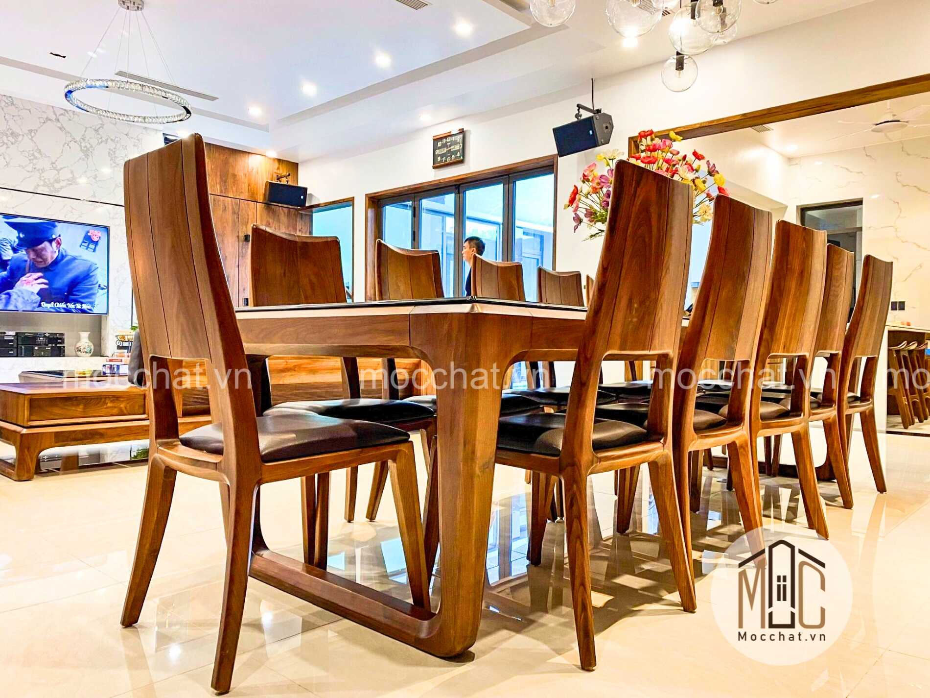 Bàn ghế ăn gỗ óc chó đẹp hiện đại cao cấp