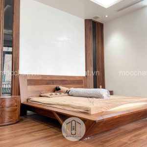 Giường gỗ óc chó cao cấp hiện đại
