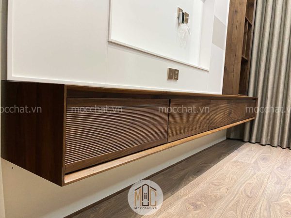 Kệ tivi treo tường gỗ óc chó cao cấp hiện đại