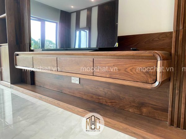 Kệ tivi treo tường gỗ óc chó đẹp hiện đại cao cấp