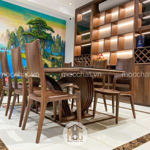 Bàn ăn gỗ óc chó 8 ghế đẹp cao cấp hiện đại