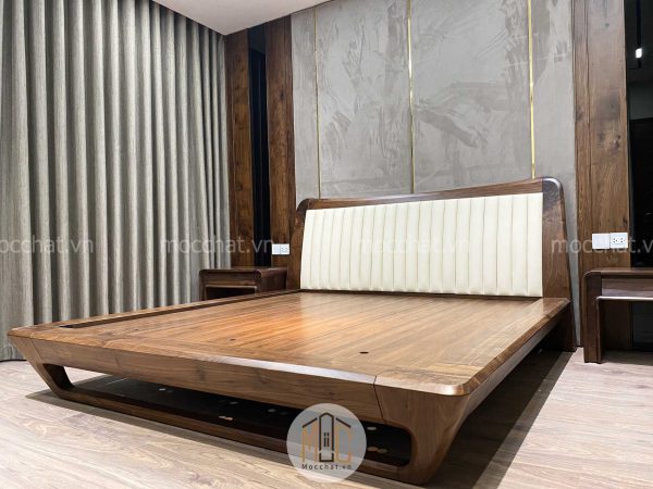 Mẫu giường gỗ óc chó đẹp hiện đại cao cấp