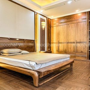 Mẫu Giường Ngủ Gỗ Óc Chó Cao Cấp Hiện Đại