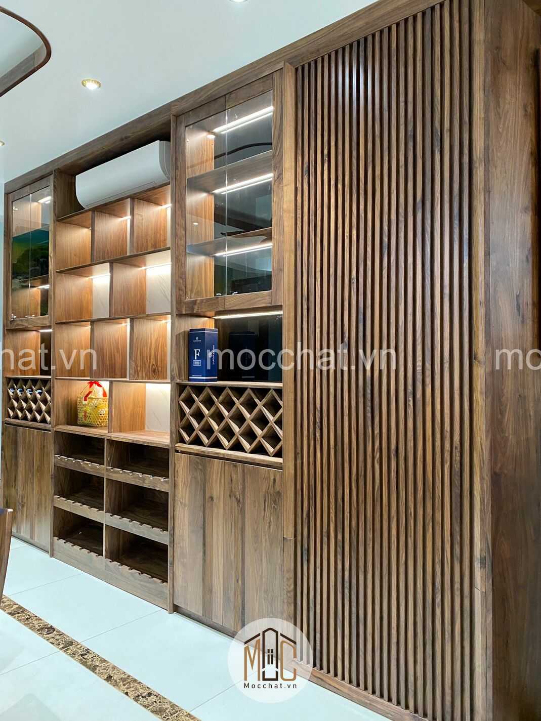 Mẫu tủ rượu làm từ gỗ óc chó cao cấp
