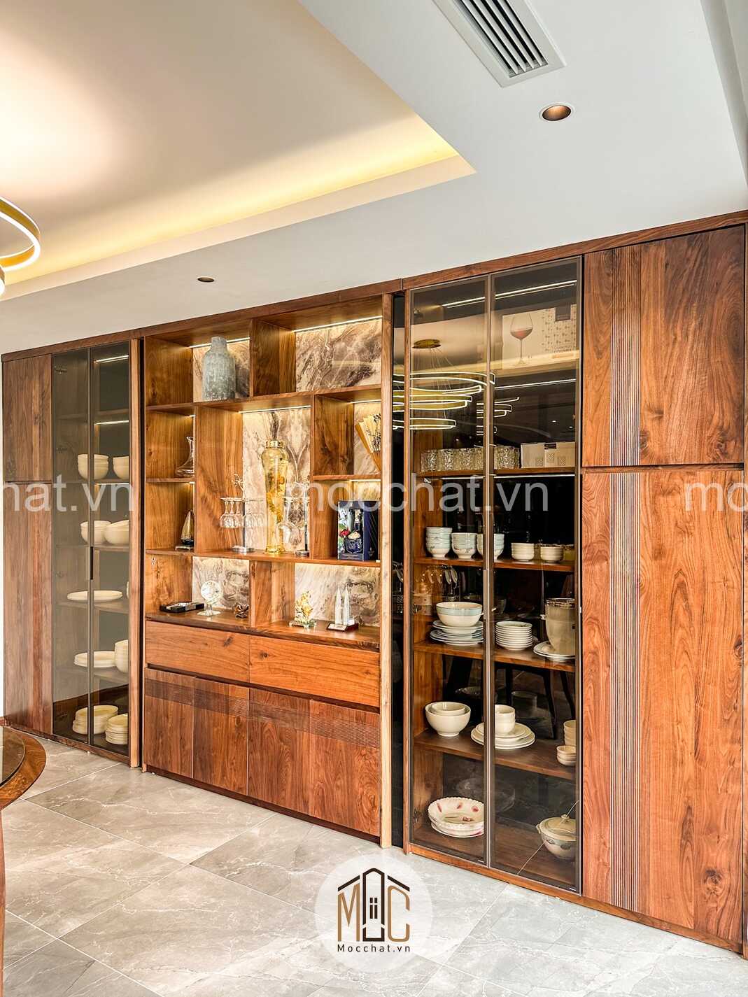 Tủ rượu óc chó hiện đại cao cấp