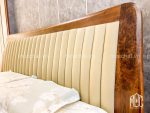Phần đầu giường gỗ óc chó sử dụng da tự nhiên nhập khẩu ý
