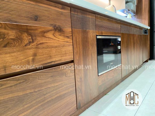 Tủ bếp gỗ óc chó hiện đại đẹp