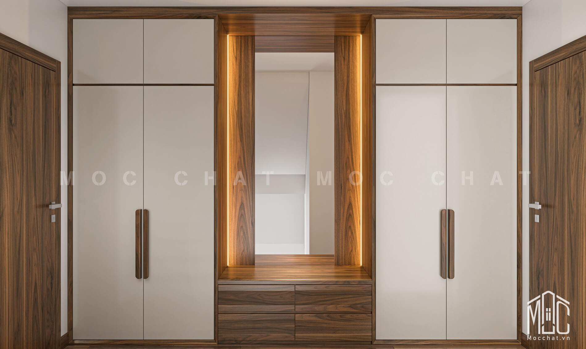 Tủ quần áo gỗ óc chó đẹp hiện đại cao cấp