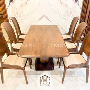Bàn ăn gỗ óc chó 6 ghế hiện đại cao cấp