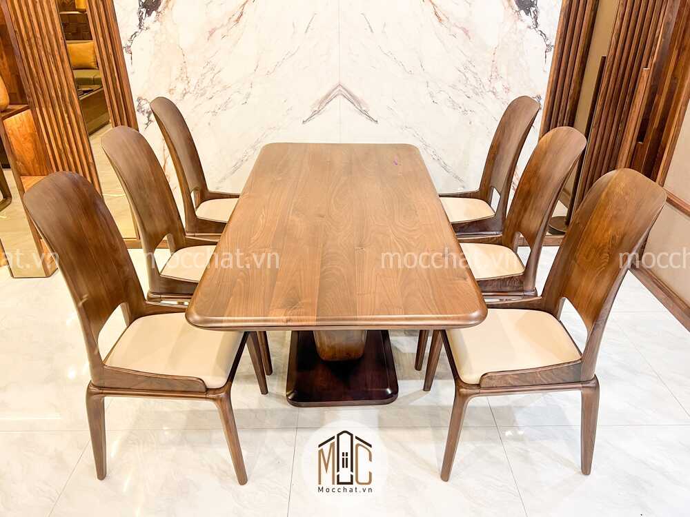 Bàn ăn gỗ óc chó 6 ghế hiện đại cao cấp
