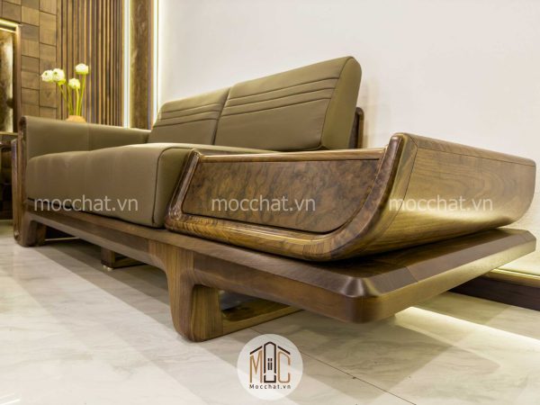 Băng dài 2 chỗ ngồi sofa gỗ óc chó mã SOC 14