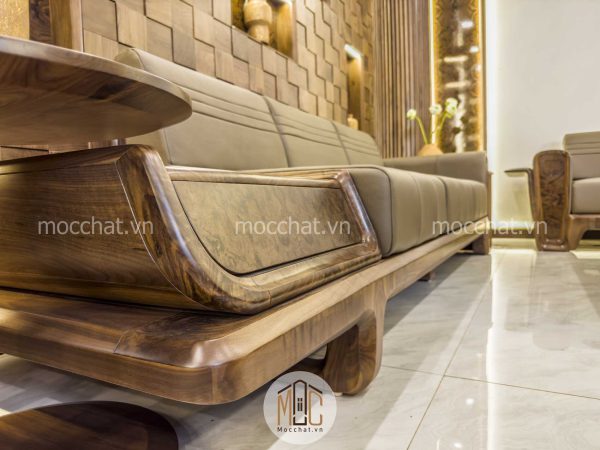 Băng dài 3 chỗ ngồi sofa gỗ óc chó hiện đại cấp mã SOC14