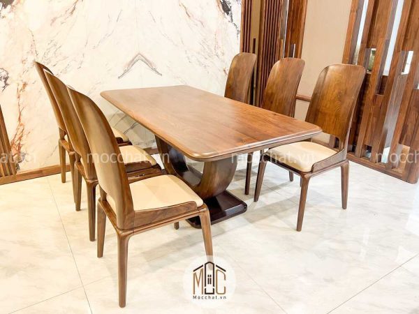 Bộ bàn ăn 6 ghế gỗ óc chó hiện đại cao cấp
