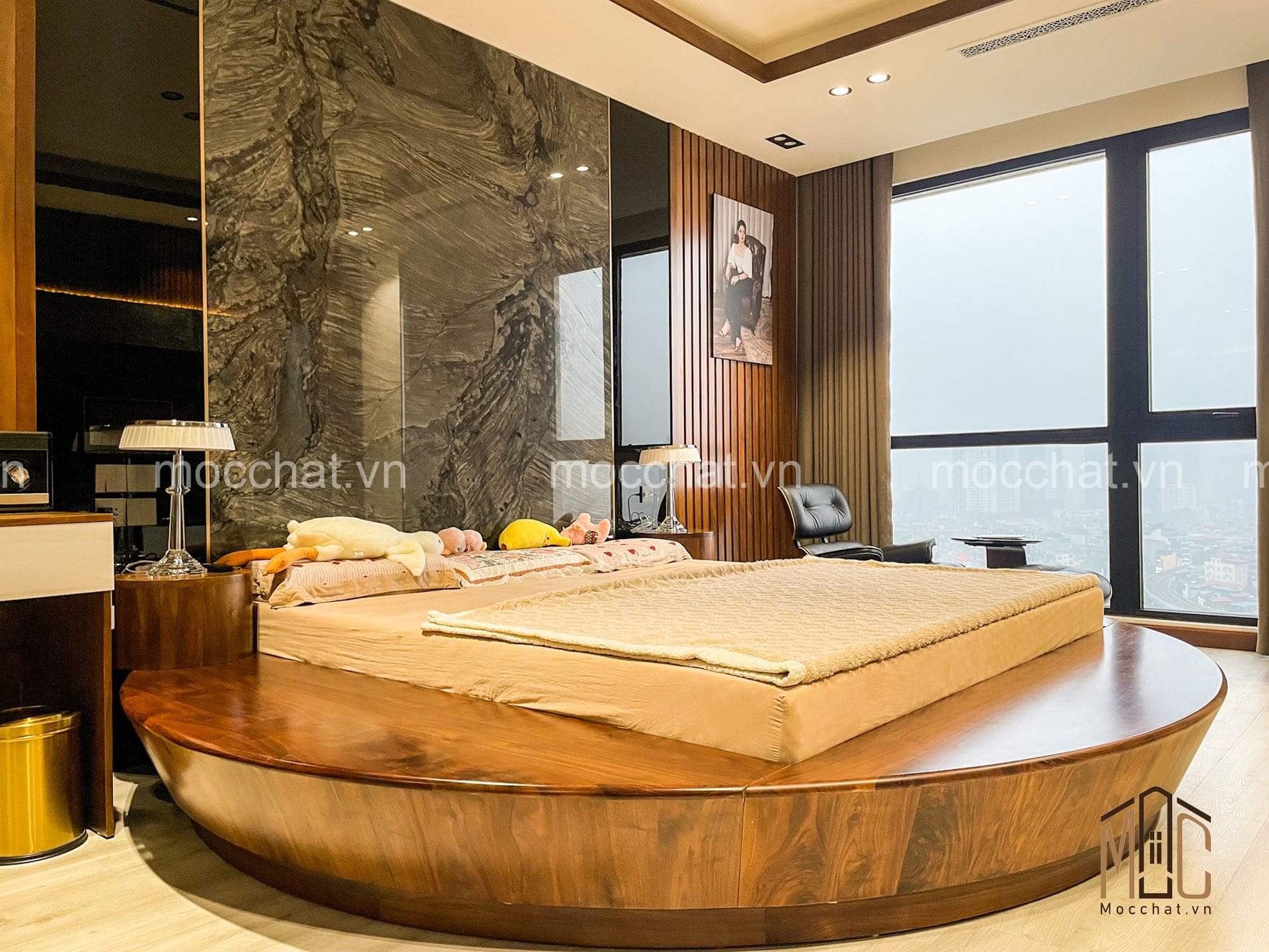 Giường gỗ óc chó cao cấp