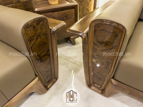 Phần tựa dán nu óc chó bộ sofa gỗ óc chó mã SOC14
