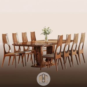 Bàn ăn gỗ óc chó 8 ghế đẹp hiện đại cao cấp mã BAOC-15