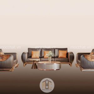 Bàn ghế sofa gỗ óc chó hiện đại cao cấp mã SOC-18