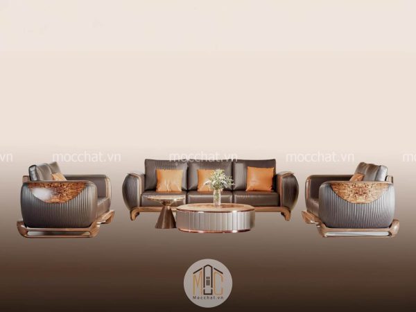 Bàn ghế sofa gỗ óc chó hiện đại cao cấp mã SOC-18