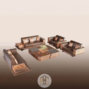 Bàn ghế sofa gỗ óc chó hiện đại cao cấp mã SOC-20