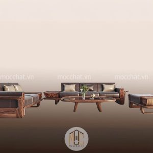 Bàn ghế sofa gỗ óc chó hiện đại cao cấp mã SOC-24