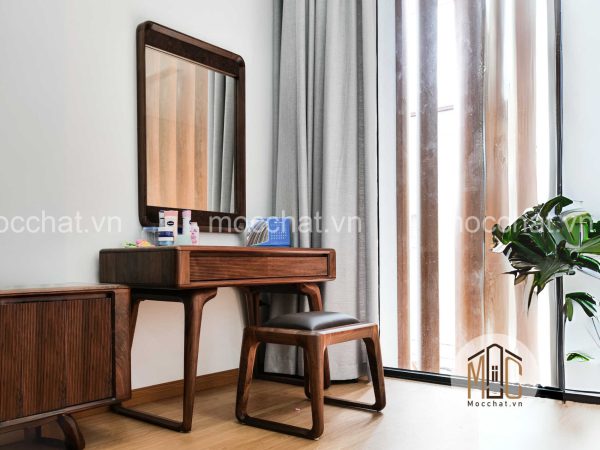 Bàn phần bàn trang điểm gỗ óc chó đẹp cao cấp hiện đại