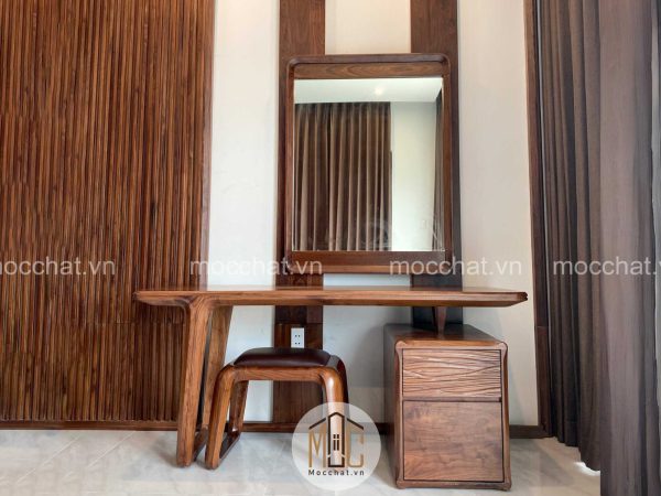Bàn phấn bàn trang điểm gỗ óc chó đẹp hiện đại