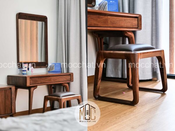 Bàn phần bàn trang điểm gỗ óc chó đẹp cao cấp hiện đại